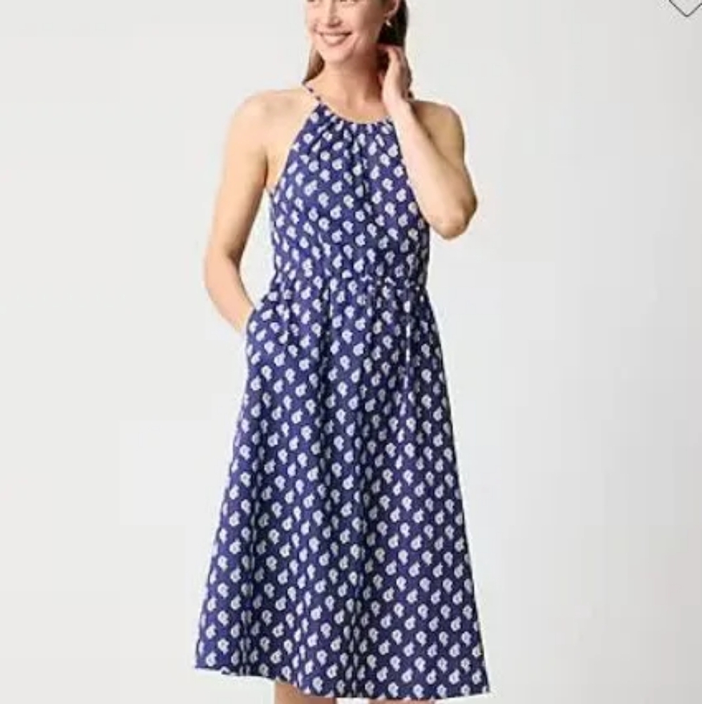 NWT J.Crew Strappy poplin halter dress, Sz 8 - Picture 5 of 7